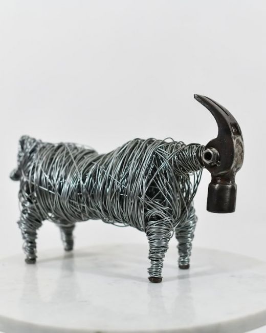 Recycled Metal Grazing Ram Sculpture Recycled Metal Grazing Ram Sculpture