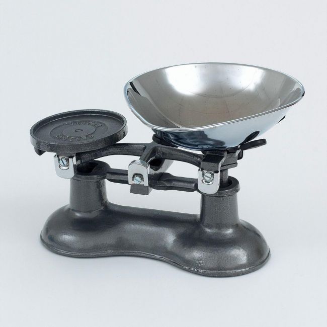 Grey Cast Iron Kitchen Scales With Chrome Bowl