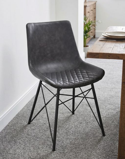 Grey Leather Dining Chair in situ in the Home