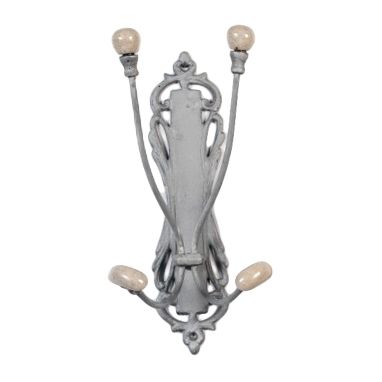 Grey Ornate Double Hook Coat Rack Grey Ornate Double Hook Coat Rack