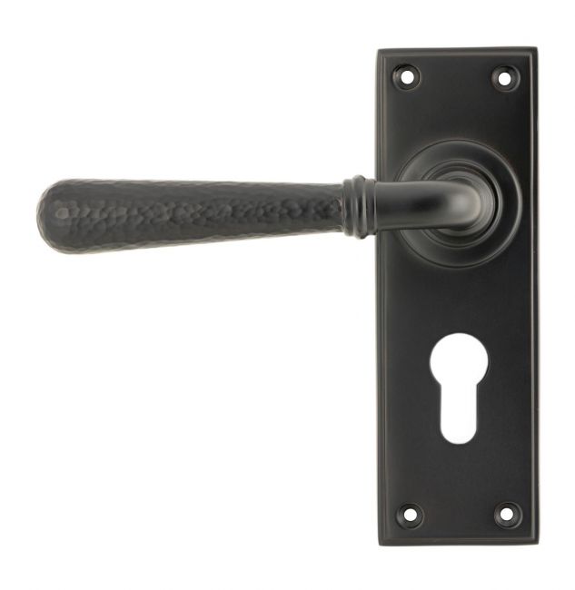 Hammered Aged Bronze Lever Euro Door Handle Hammered Aged Bronze Lever Euro Door Handle