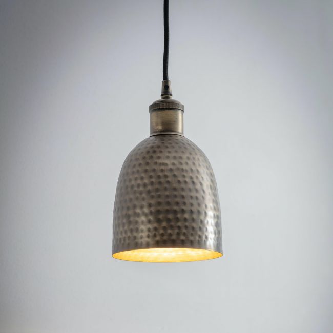 Hammered Brass Bowl Hanging Light in Situ Hammered Brass Bowl Hanging Light in Situ