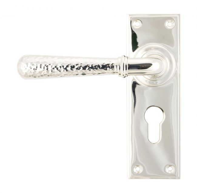 Hammered Polished Nickel Lever Euro Door Handle Hammered Polished Nickel Lever Euro Door Handle