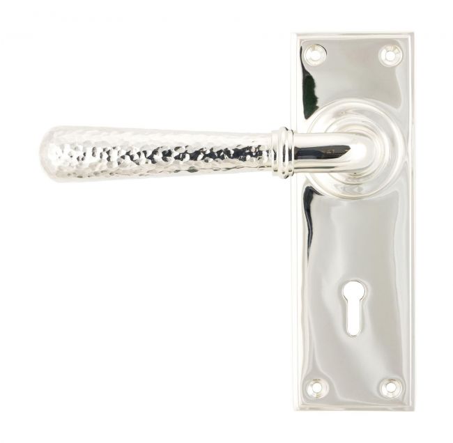 Hammered Polished Nickel Lever Lock Door Handle Hammered Polished Nickel Lever Lock Door Handle