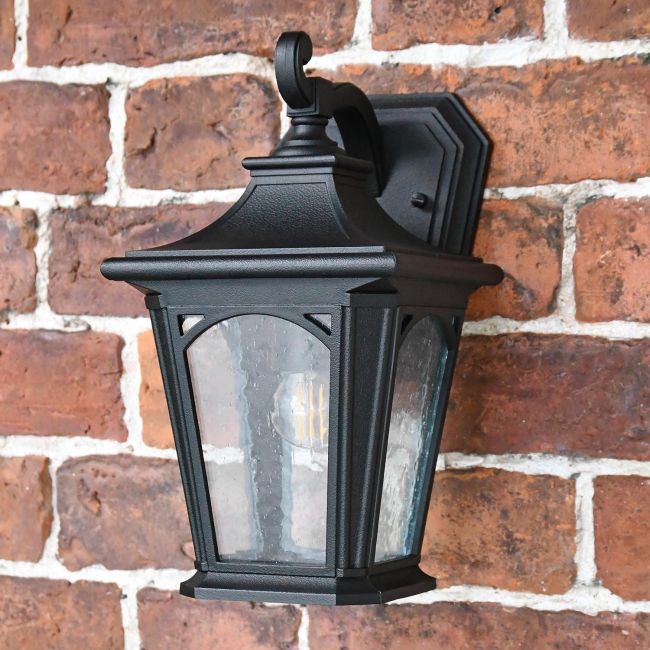 Small Black Wall Lantern in Situ on a Black Wall Small Black Wall Lantern in Situ on a Black Wall