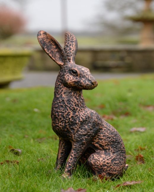 ‘Hark’ Cast Aluminium Hare Garden Sculpture in Bronze and Copper main image