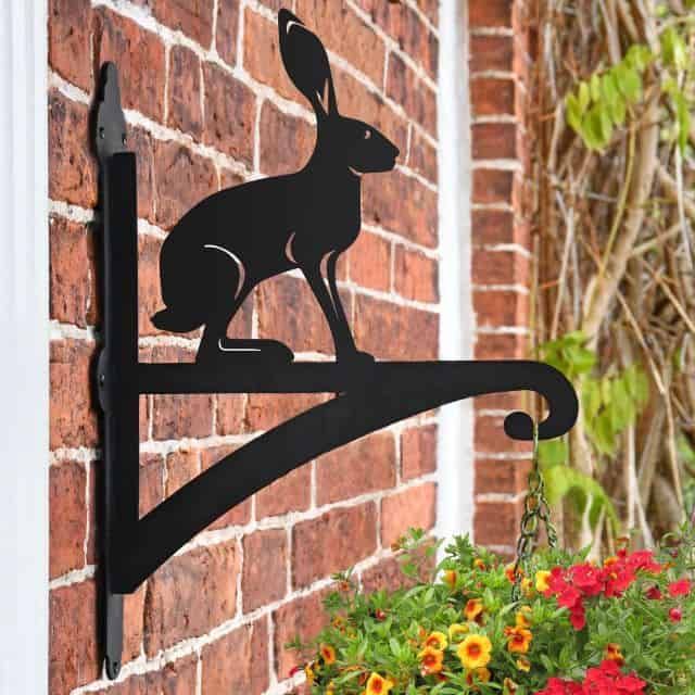Hare Hanging Basket Bracket in Situ on a Brick Wall