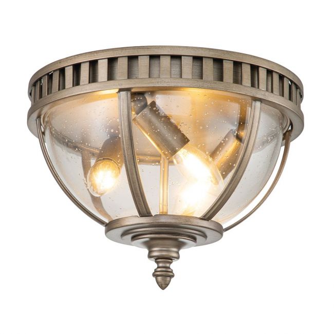 "Haslington" Traditional Three Bulb Flush Ceiling Lantern in Brushed Bronze