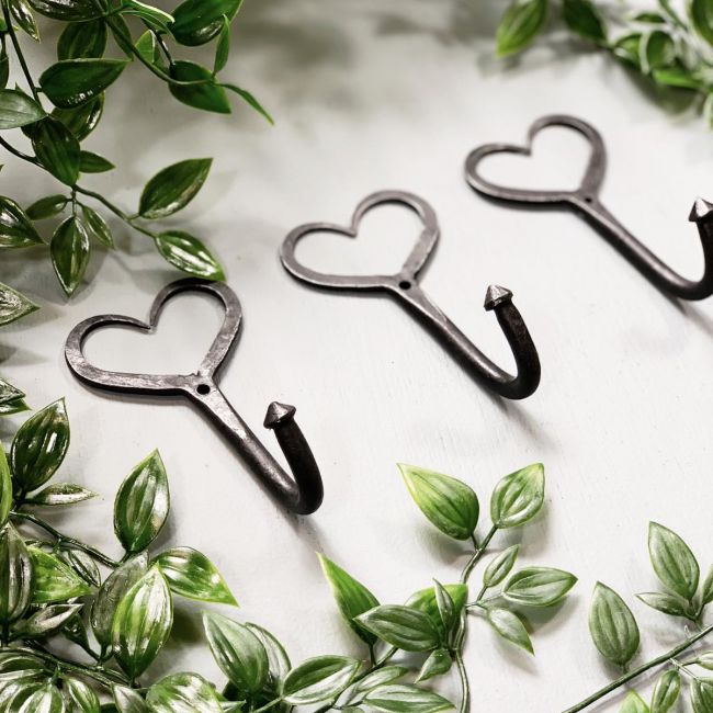Set of Three Heart Shaped Coat Hooks