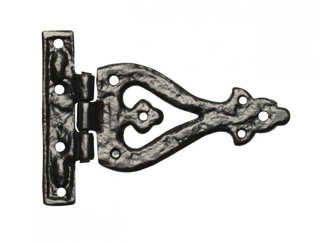 Antique Black Iron Heart Shaped Ornate Hinge Antique Black Iron Heart Shaped Ornate Hinge