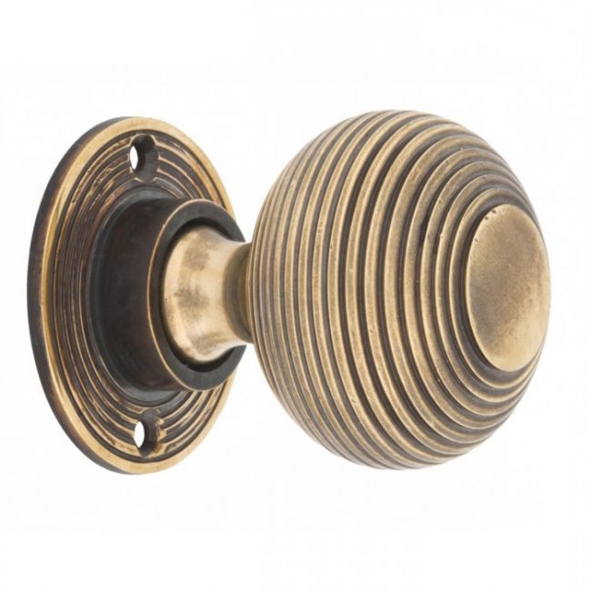 Heavy Duty Antique Brass Beehive Door Knobs 