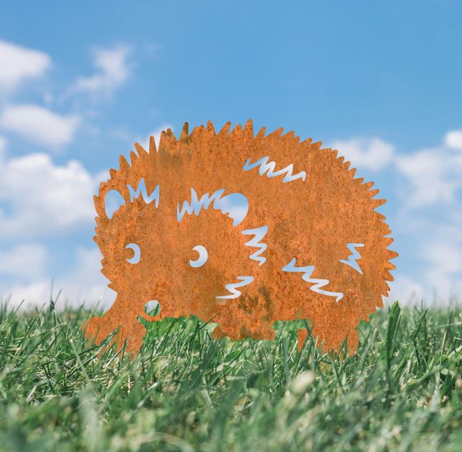 Walking Hedgehog Iron Silhouette in Situ Outdoors Walking Hedgehog Iron Silhouette in Situ Outdoors