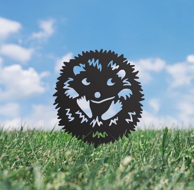 Hedgehog Iron Silhouette Facing Forward in Situ Outdoors Hedgehog Iron Silhouette Facing Forward in Situ Outdoors