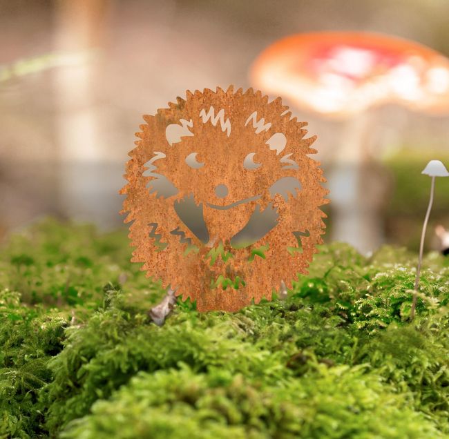 Hedgehog Iron Silhouette Facing Forward in the Garden Hedgehog Iron Silhouette Facing Forward in the Garden