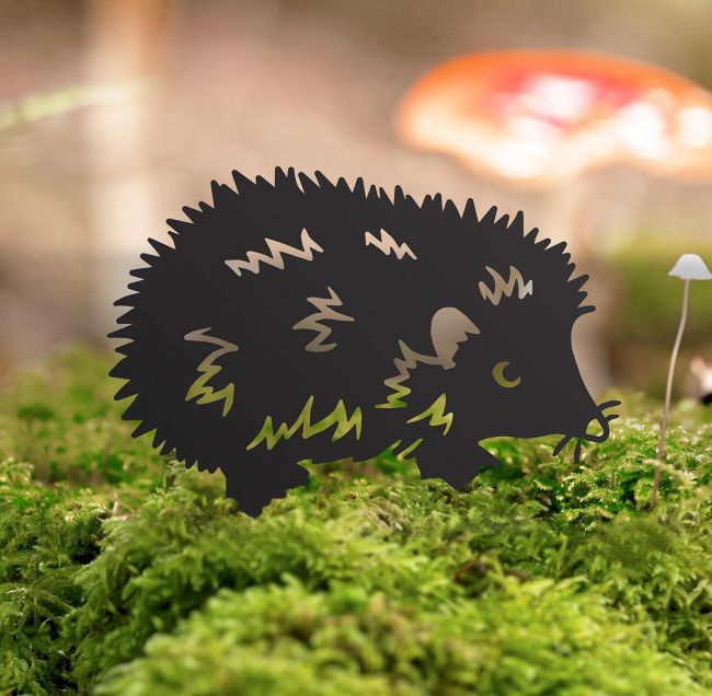 Hedgehog Iron Silhouette Facing Right in Situ Hedgehog Iron Silhouette Facing Right in Situ