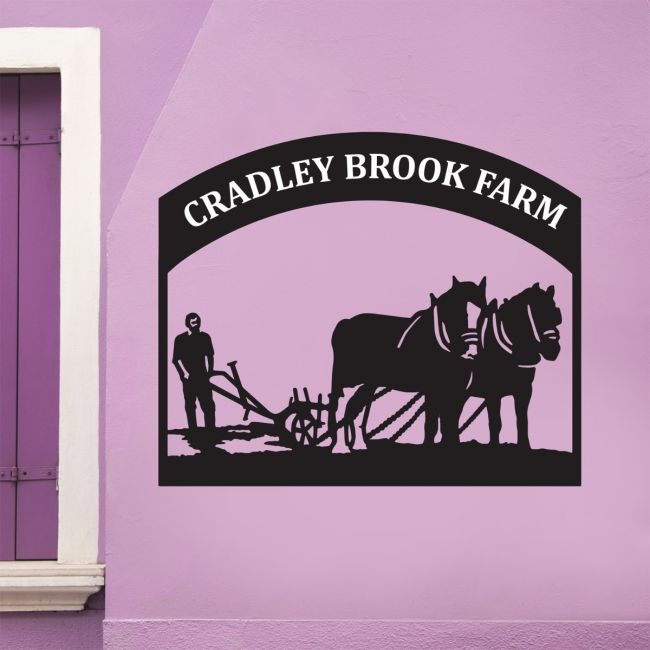 Horse & Plough Steel House Name Sign