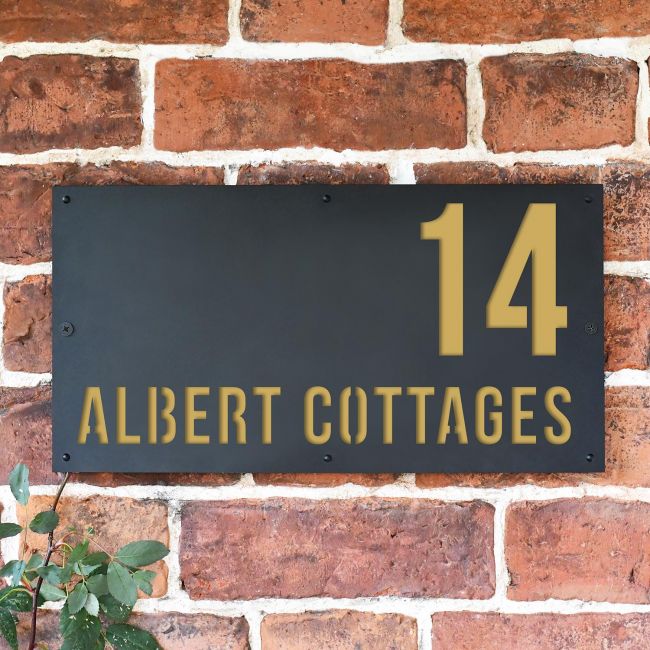 "Albert" House Sign Finished in a Sand Yellow