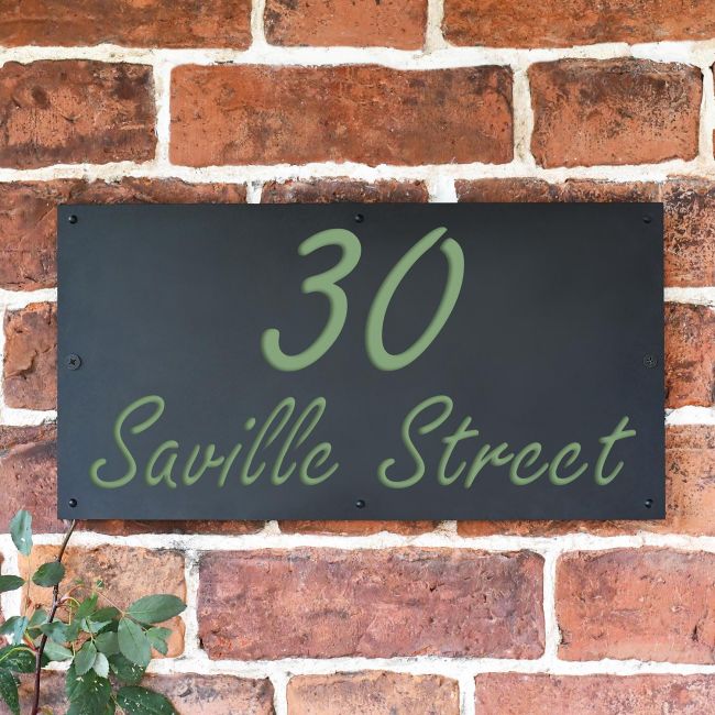 "Saville" House Sign Finished in a Pale Green