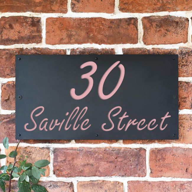 "Saville" House Sign Finished in a Light Pink