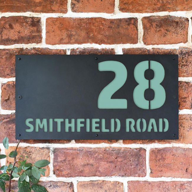 "Smithfield" House Sign Finished in a Pastel Turquoise 