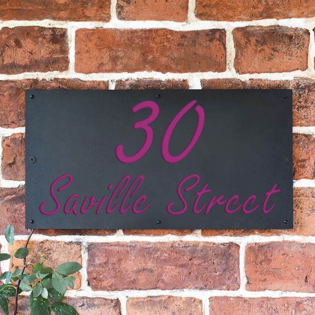 "Saville" House Sign Finished in Purple