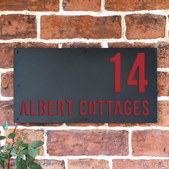"Albert" House Sign Finished in Signal Red