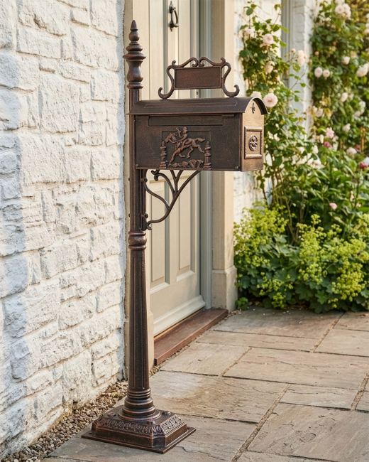 Houston Antique, ornate styled, Post Box with Red Flag mail indicator digital illustration