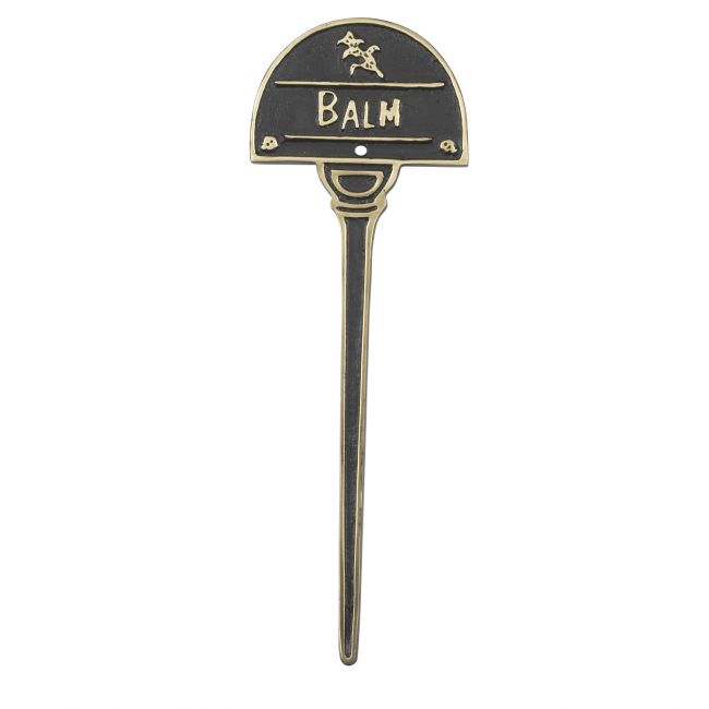 Balm solid brass herb label Balm solid brass herb label