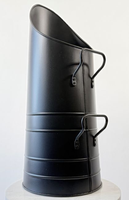 Sleek Black Coal Hod on a White Background
