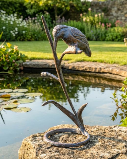 Kingfisher On Reed - Antique Finish Digital Illustration Kingfisher On Reed - Antique Finish Digital Illustration