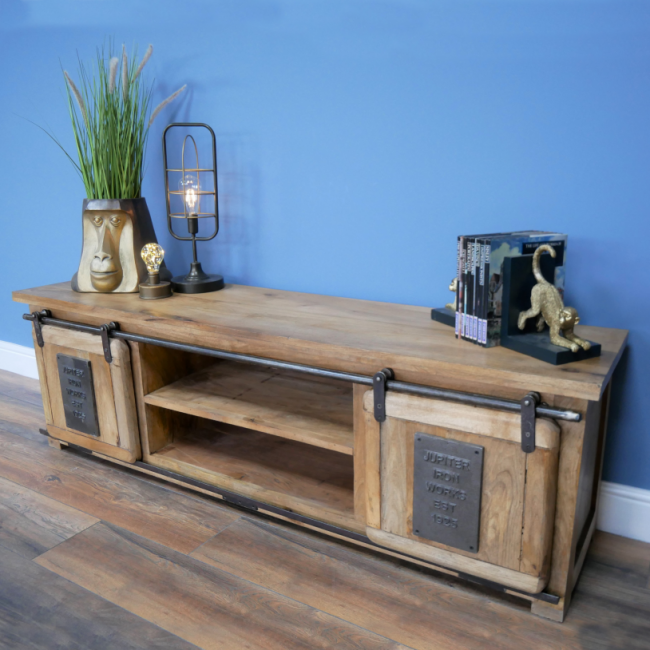 Industrial Sliding Door TV Cabinet in Situ