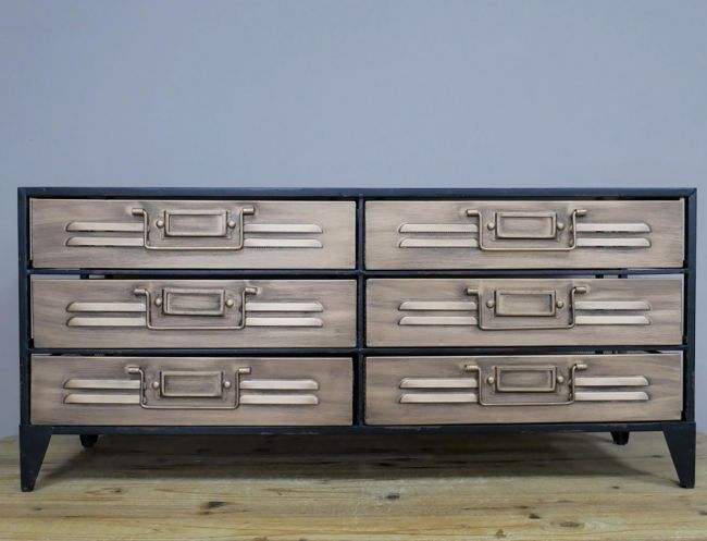 Industrial Style Standard Storage Unit with Six Drawers
