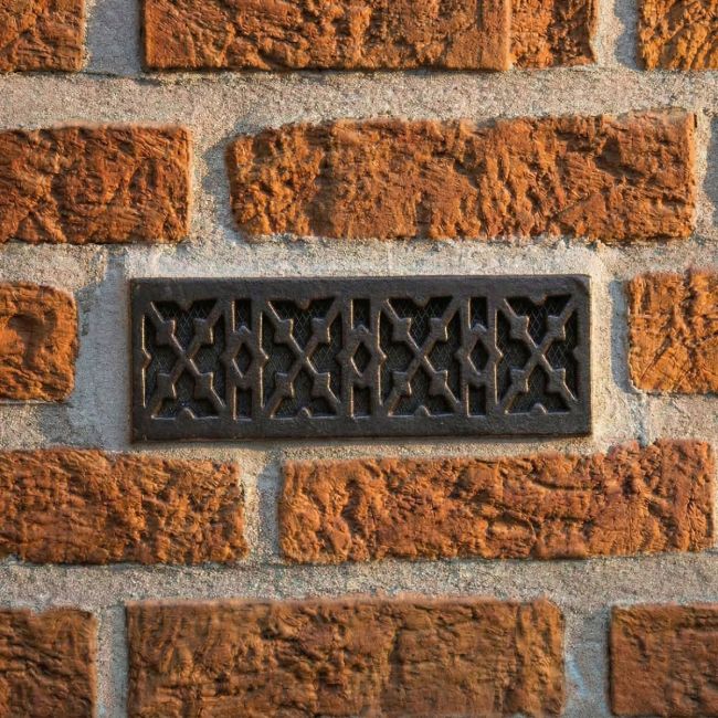 ‘Garrison’ Cast Iron Air Brick 9"x3" Main image and front view installed