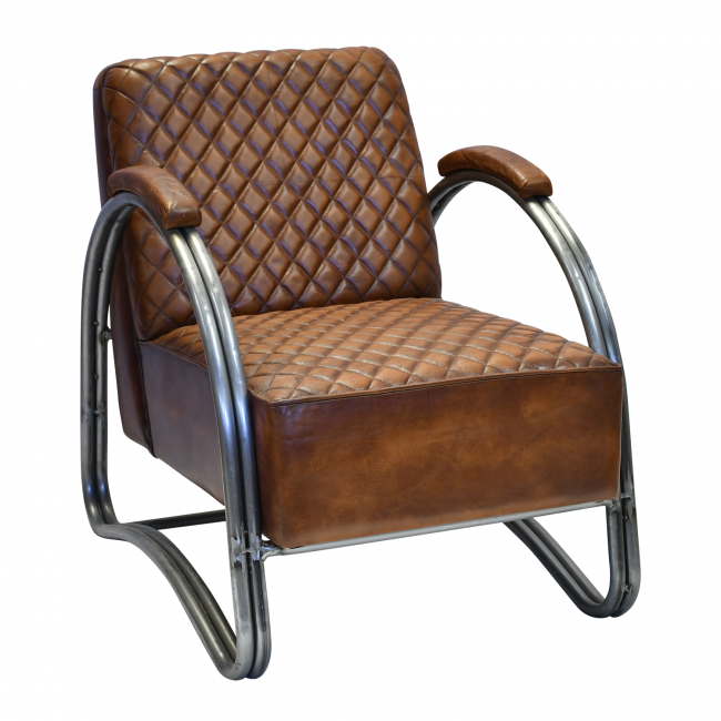 Iron & Brown Goat Leather Single Seat Sofa Iron & Brown Goat Leather Single Seat Sofa