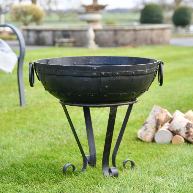 Iron Kadai Fire Bowl in Situ in the Garden Iron Kadai Fire Bowl in Situ in the Garden