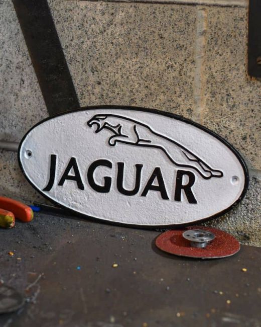 "Jaguar" Cast Iron Automobilia Reproduction Sign - Thumbnail