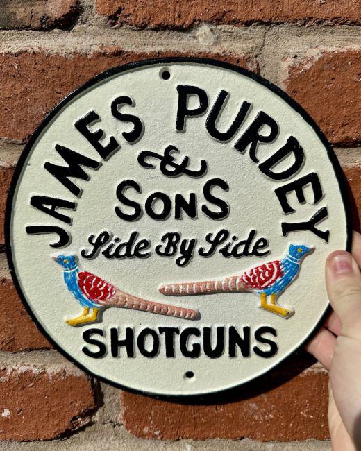 Cast Iron James Purdey Shotgun Wall Sign