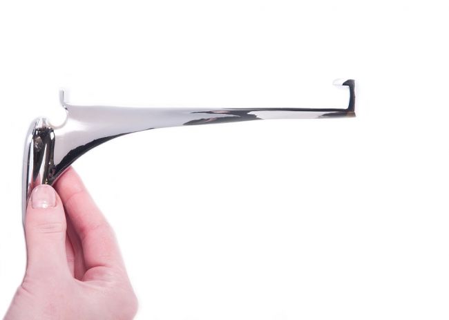 "Kelsall" Bright Chrome Glass Shelf Bracket 9cm x 18cm "Kelsall" Bright Chrome Glass Shelf Bracket 9cm x 18cm