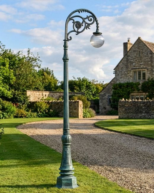 Lady Delphine" Antique Blue Ornate Cast Iron Globe Lamp Post 2.5m digital illustration