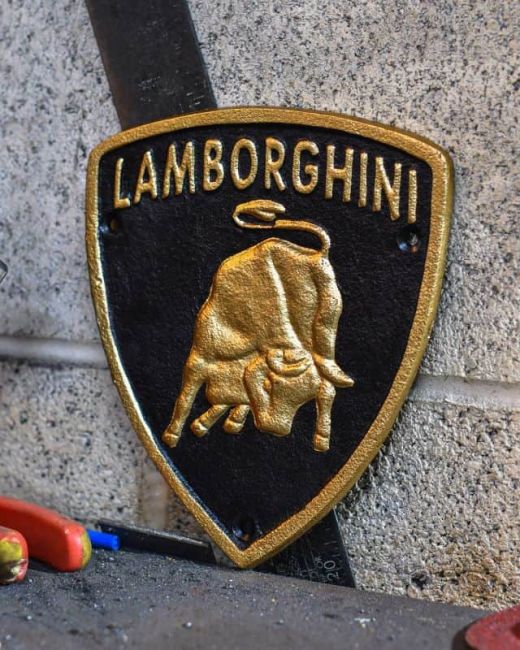 "Lamborghini" Cast Iron Automobilia Reproduction Sign - Thumbnail "Lamborghini" Cast Iron Automobilia Reproduction Sign - Thumbnail