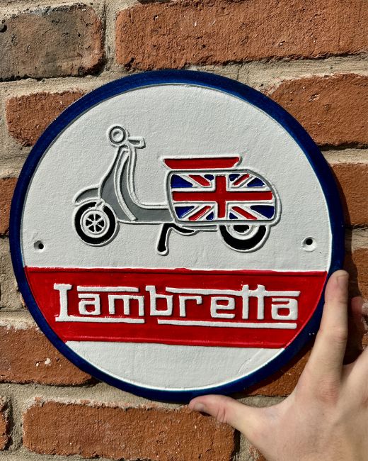 "Lambretta" Cast Iron Automobilia Reproduction Sign "Lambretta" Cast Iron Automobilia Reproduction Sign