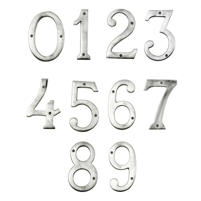Large Satin Chrome House Numbers