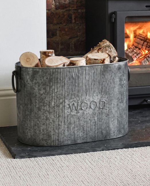 Large Natural Steel "Arreton" Ribbed Log Basket Digital Illustration