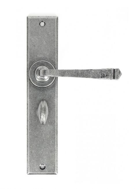 "Ravenscroft" Large Pewter Simplistic Lever Handle With Bathroom Lock "Ravenscroft" Large Pewter Simplistic Lever Handle With Bathroom Lock