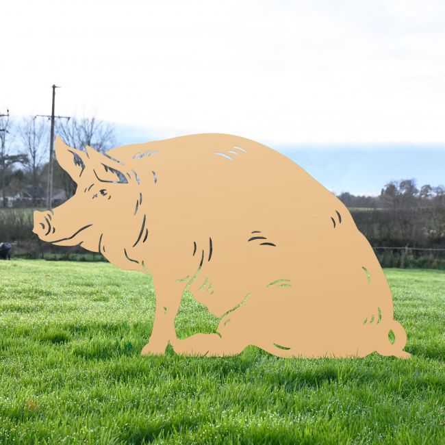 Tan Sitting Pig Silhouette 