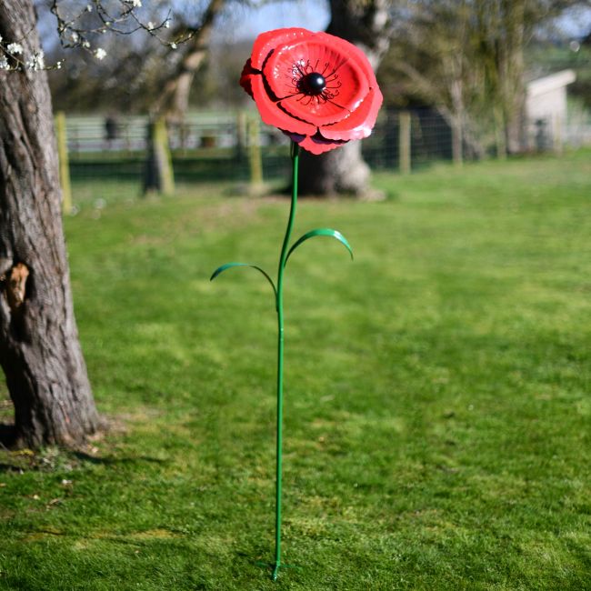 Large Red Poppy Garden Ornament