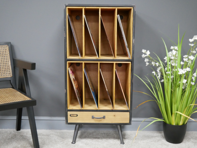 Large Wood & Metal Retro Filing Cabinet Large Wood & Metal Retro Filing Cabinet