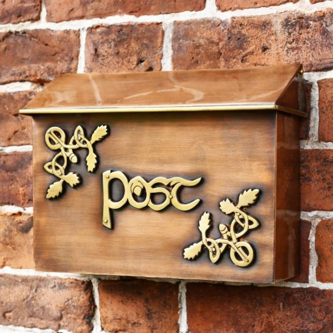 "Drustan" Antique Copper and Brass Celtic Design Post Box "Drustan" Antique Copper and Brass Celtic Design Post Box
