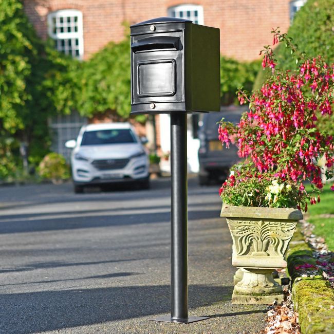 The Rear Opening Sheffield Post Box on a Black Column Stand The Rear Opening Sheffield Post Box on a Black Column Stand