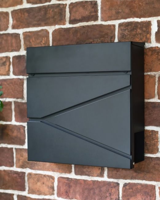 "Leading Edge" Black Wall Mounted Post Box & Newspaper Holder Main "Leading Edge" Black Wall Mounted Post Box & Newspaper Holder Main